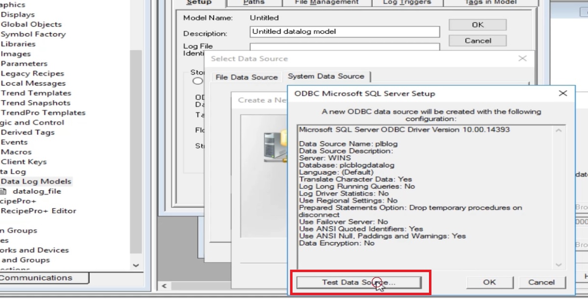 test The DSN configured